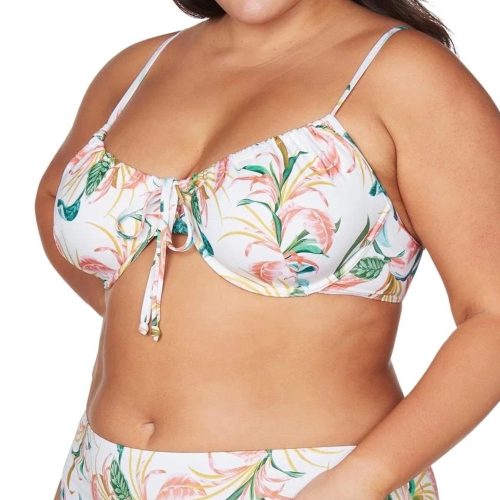 Artesands April Spritz White Degas Floral Bikini Top Various Sizes 10 16 D/DD